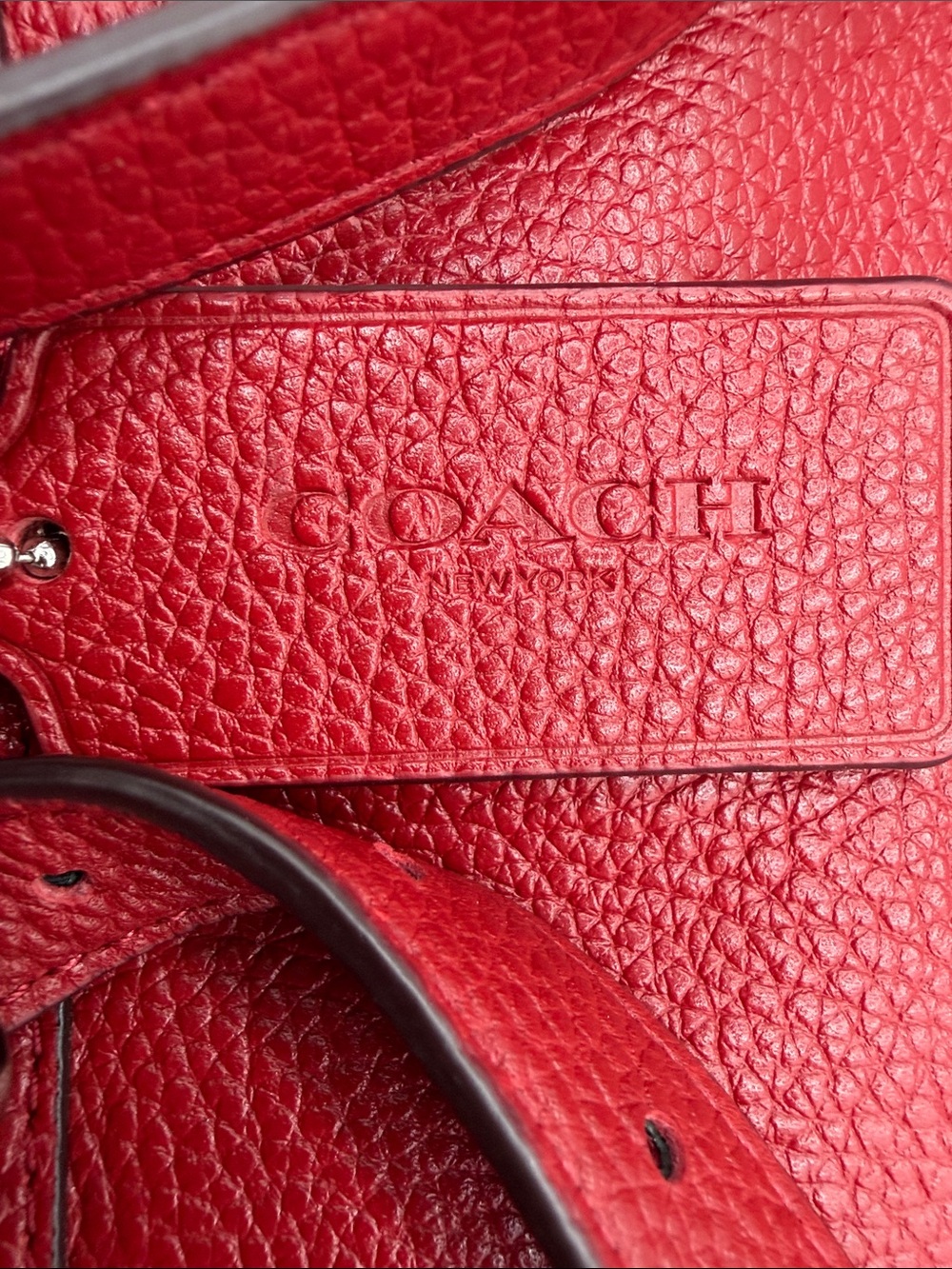 Coach Red Pebbled Leather Drawstring Backpack with Front Pockets - Picture 10 of 16